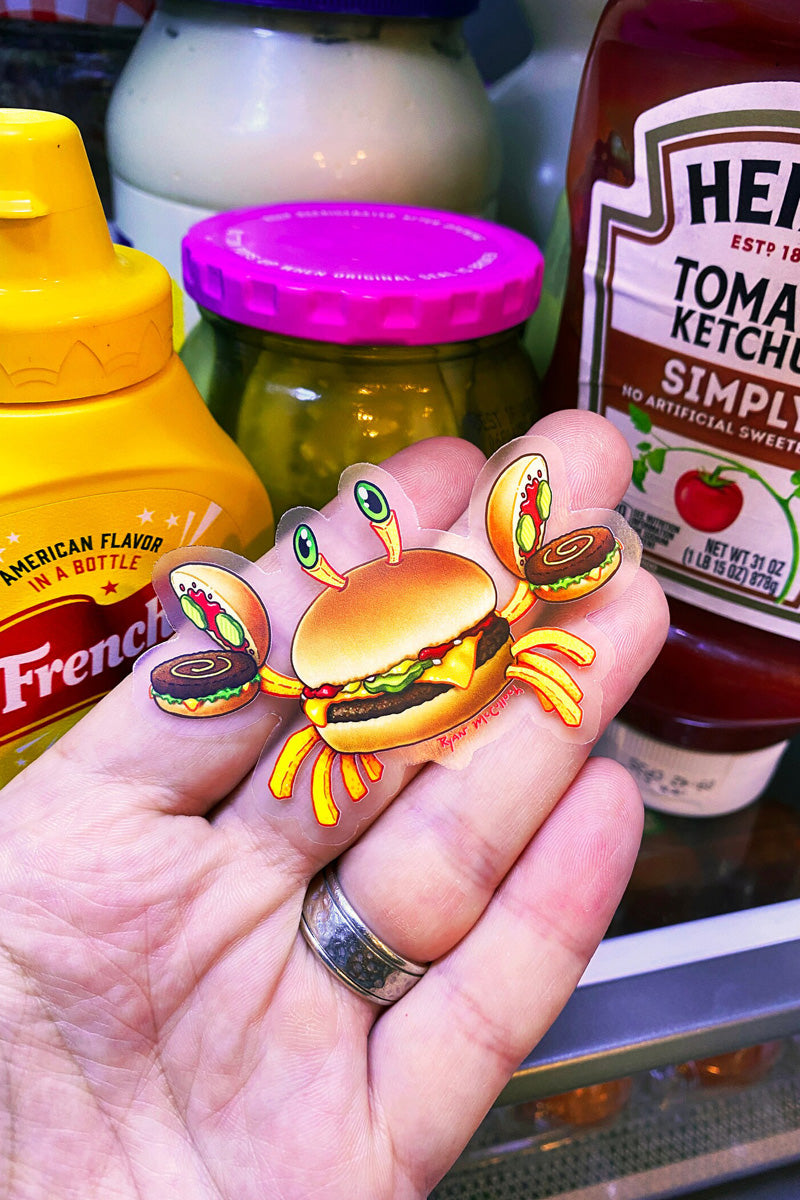 Burger Crab Clear Sticker