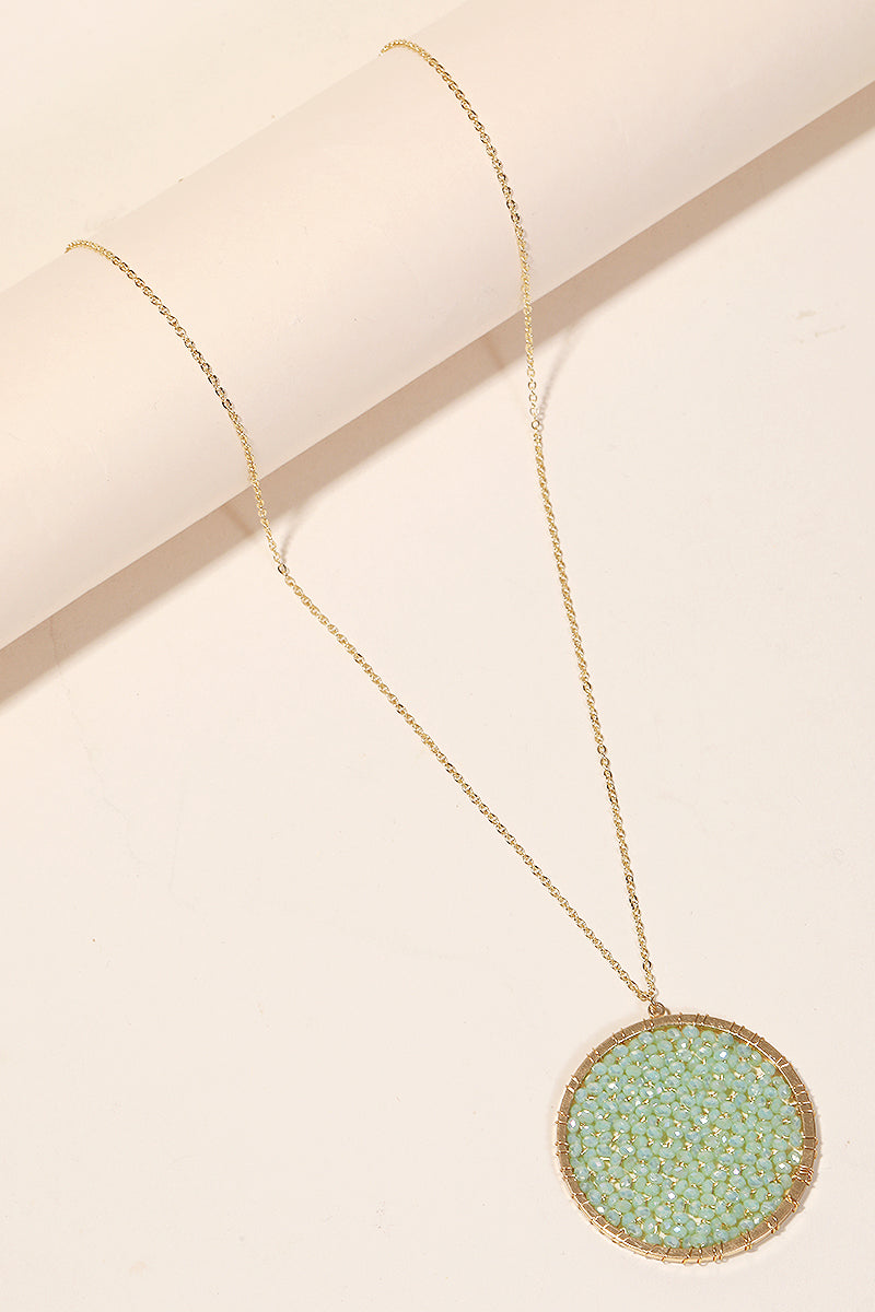 beaded circle pendant necklace