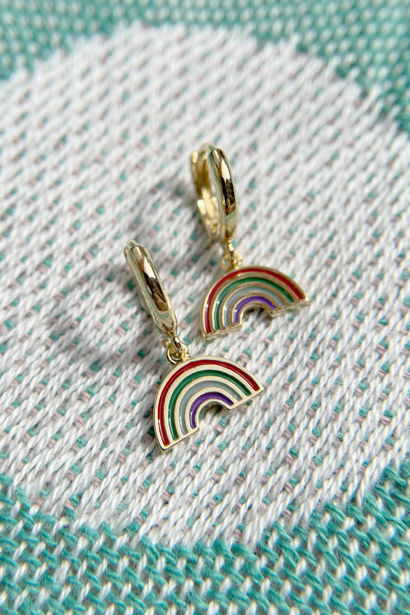 Rainbow Huggie Earrings